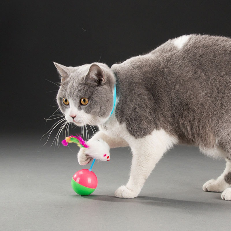 Interactive Plush Mouse Tumbler Ball for Cats Fun Sound Toy, Pet Educational Activity