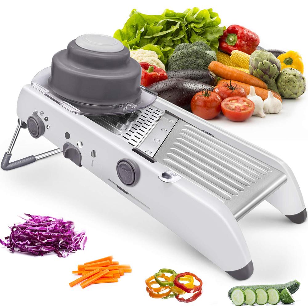 Adjustable Mandoline Slicer, Stainless Steel Vegetable Grater and Potato Cutter for Effortless Food Prep