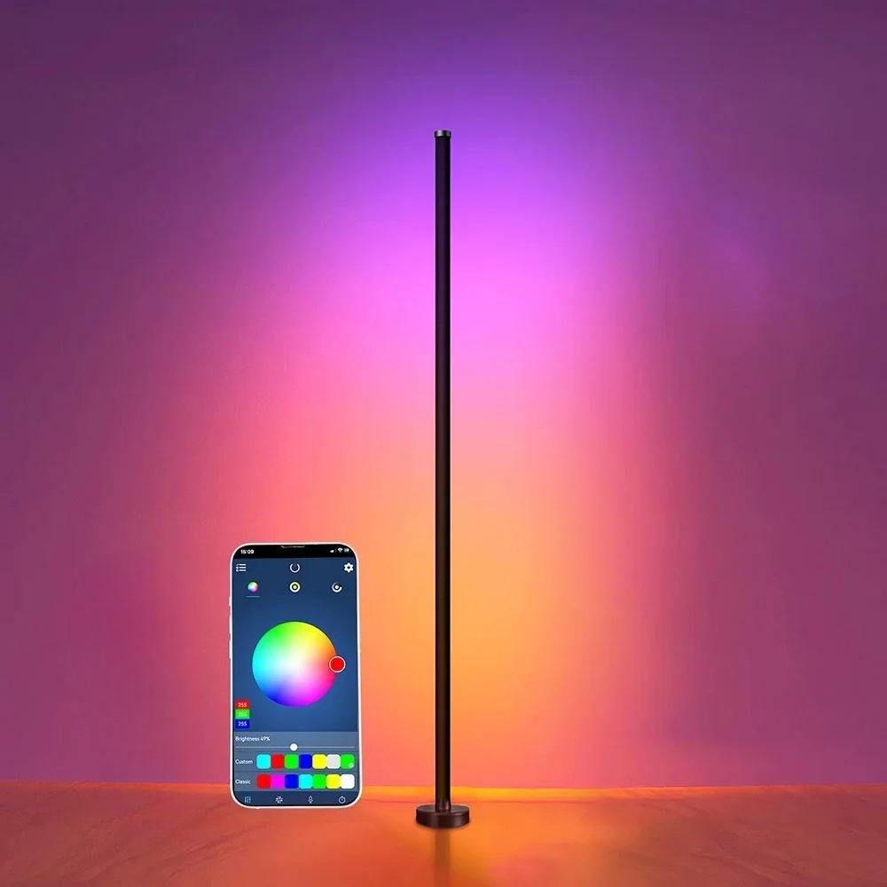 Smart LED Floor Lamp with RGB, Music Sync & Remote Control Modern Mood Lighting for Living Room & Gaming Spaces