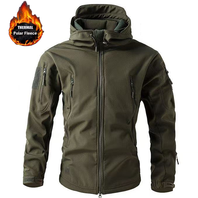 Men's Winter Softshell Fleece Jacket Windproof Outdoor Hiking Hunting Thermal Coat