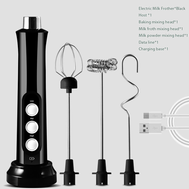 Wireless Rechargeable Electric Milk Frother Speeds, Handheld Foam Maker for Latte, Cappuccino, Hot Chocolate