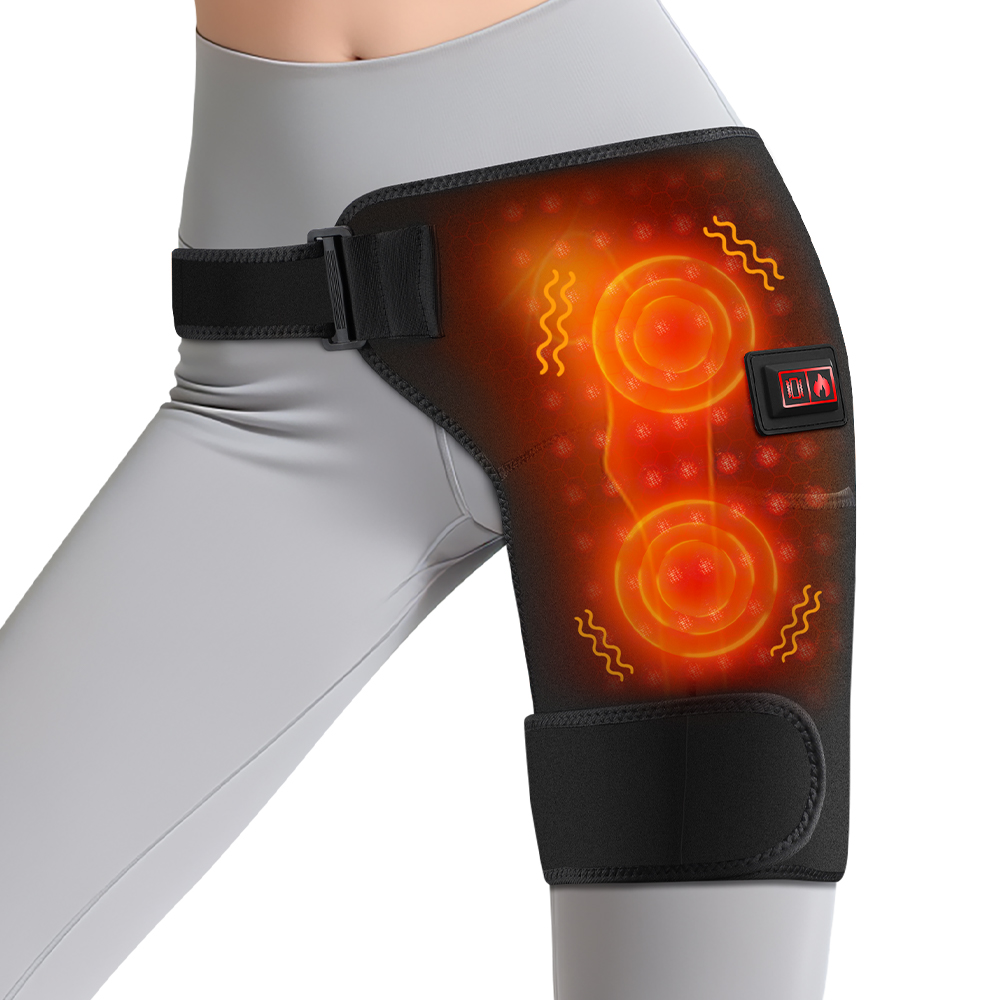 Cordless Heated Hip Support Brace with Massager for Sciatica Pain Relief & Lower Back Therapy