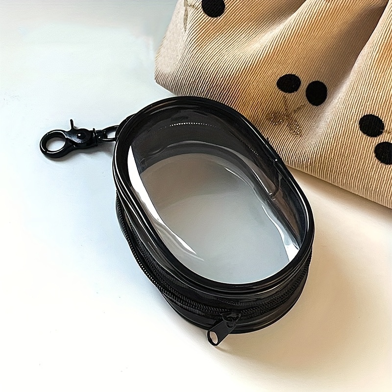 Portable Mini Clear Zipper Storage Bag Compact Organizer for Earphones, Chargers, and Small Accessories with Keychain