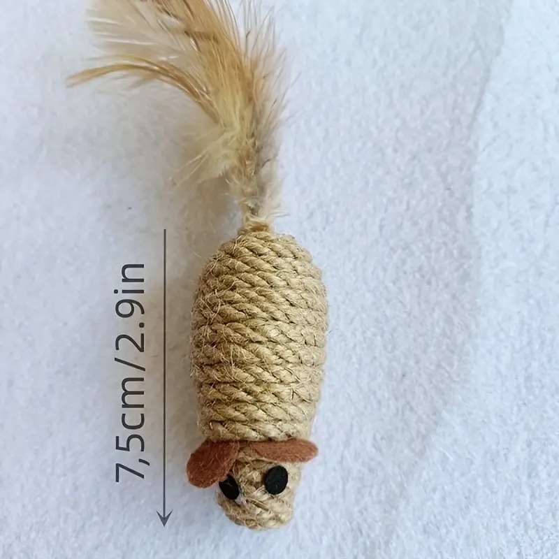 Interactive Sisal Mouse Cat Toy Plush Self-Playing Mice for Kittens Bite-Resistant Plush Toys
