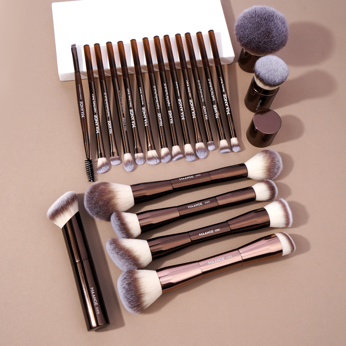 Pro Makeup Brushes Double Ended Foundation & Concealer Blending Brush for Liquid, Cream & Powder App