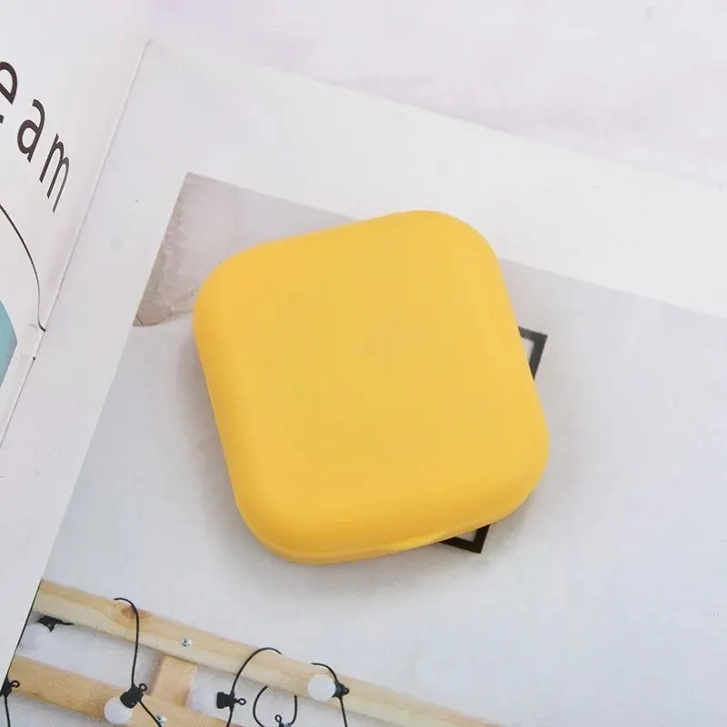Mini Square Contact Lens Case with Mirror Compact & Colorful Travel Kit for Women