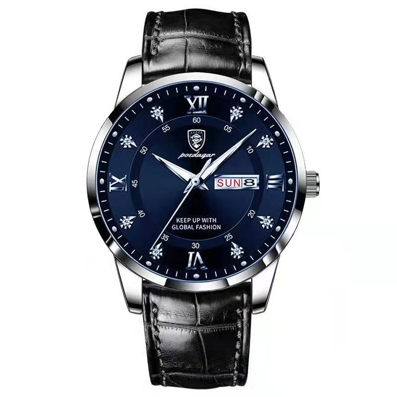 Luxury Mens Quartz Wristwatch with Waterproof Luminous Leather Strap Casual Sports & Military Design for Men