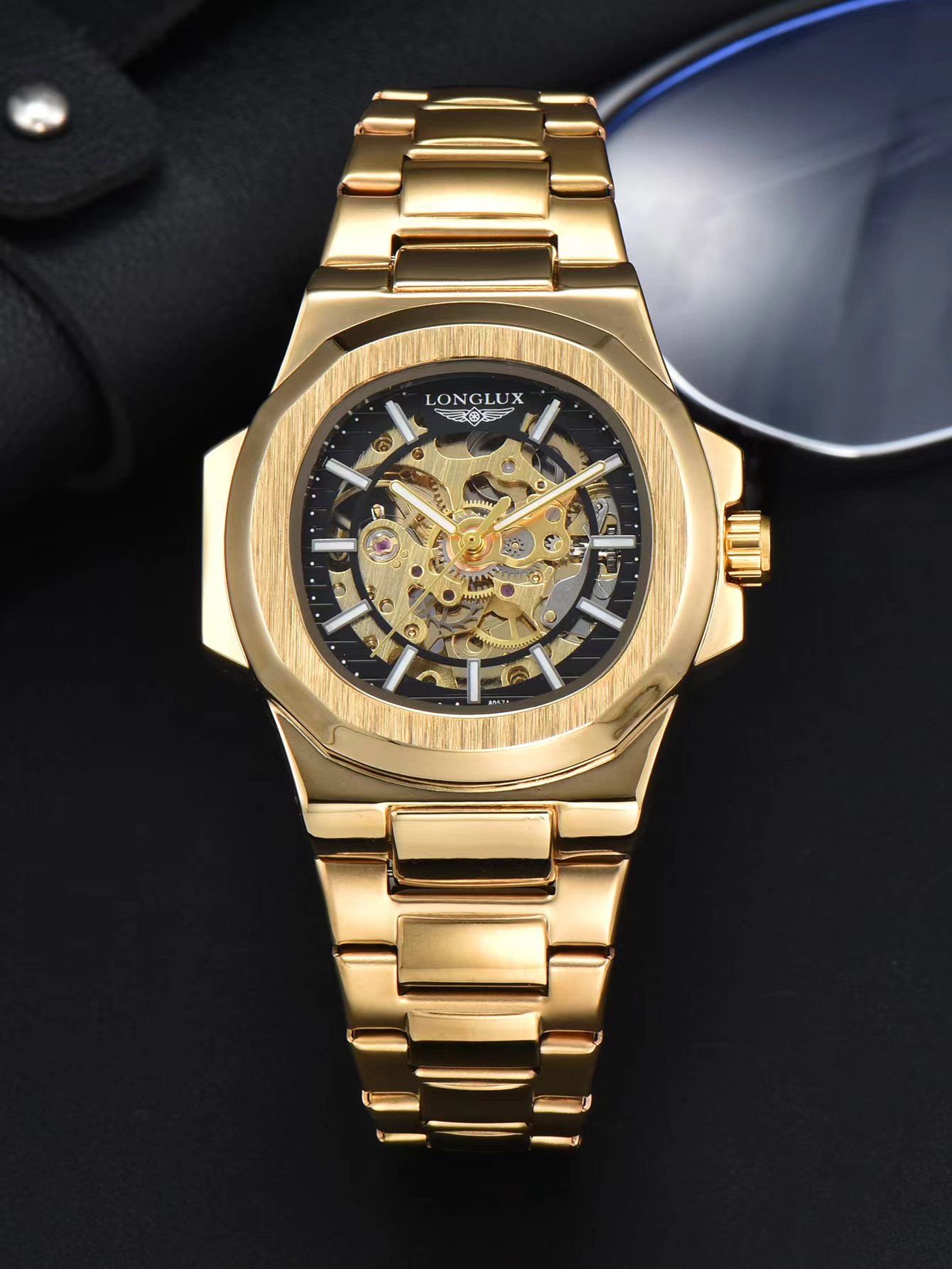 Mens Luxury Automatic Mechanical Watch Waterproof Skeleton Stainless Steel Business Watch