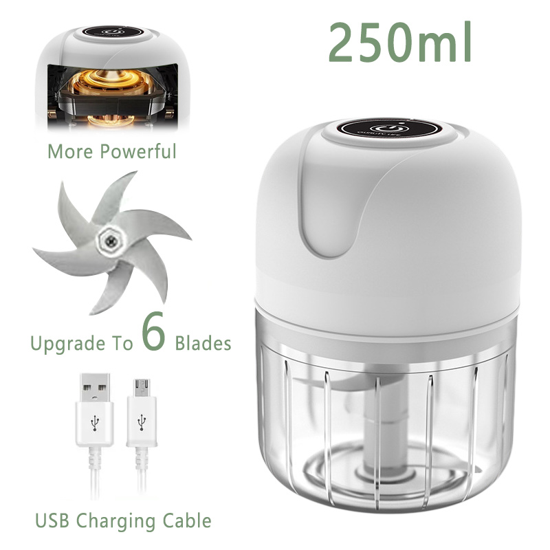 USB Wireless Electric Garlic Masher Food Chopper & Meat Grinder with 6 Blades for Effortless Mincing