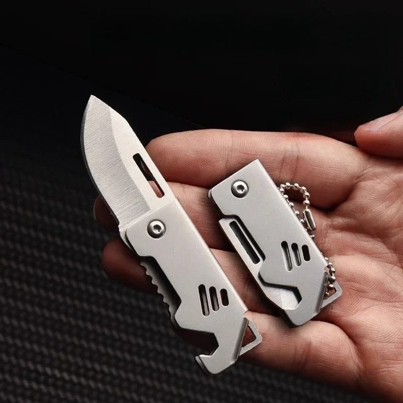 Mini Folding Pocket Knife Portable Camping & Self-Defense Tool with Keychain Pendant