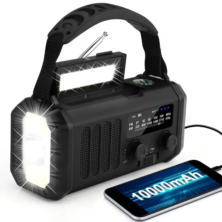 Emergency Weather Radio with NOAA, Solar Hand Crank & Flashlight