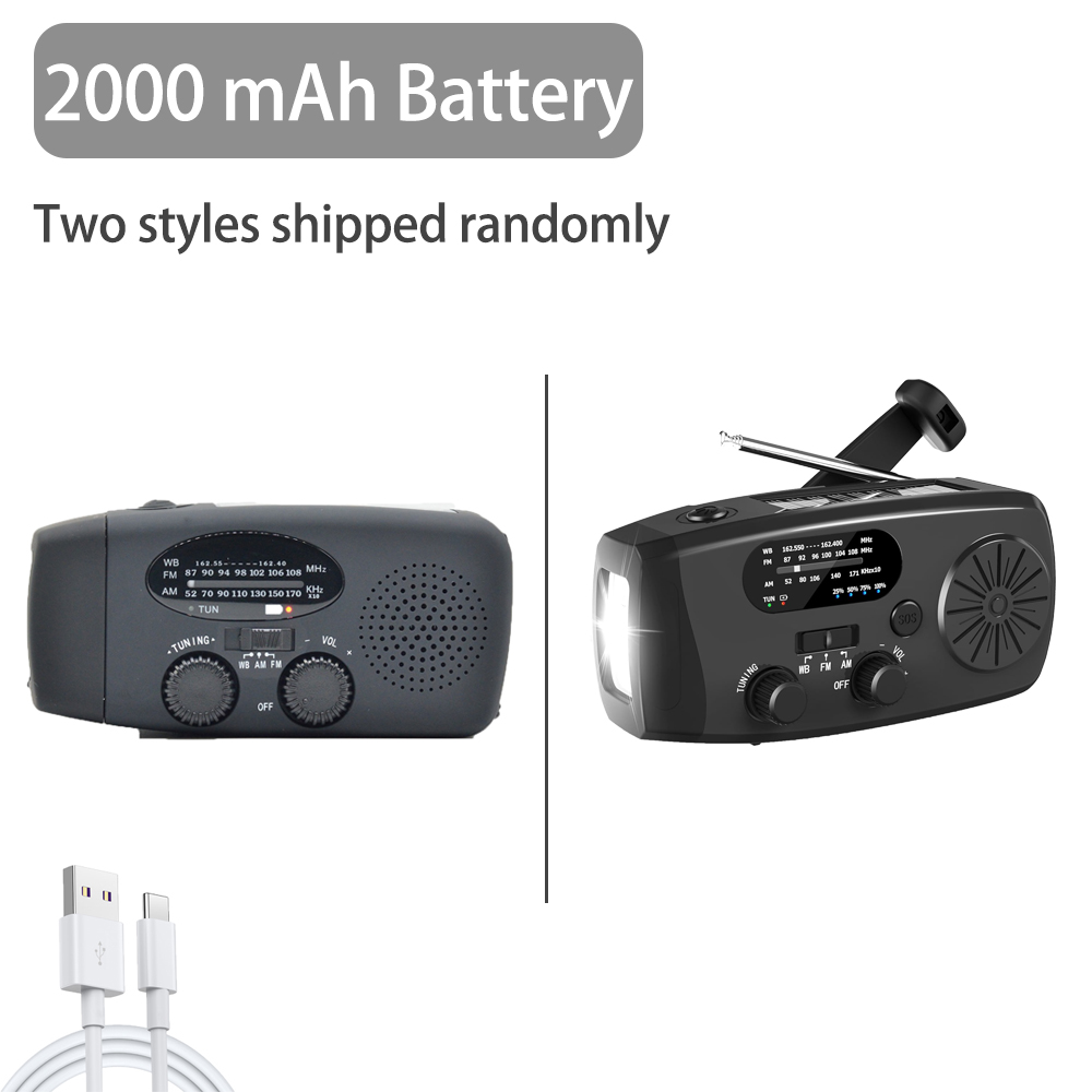 Emergency Solar Radio Portable LED Flashlight, FM/AM, USB Rechargeable, and Solar Powered for Outdoor Adventures