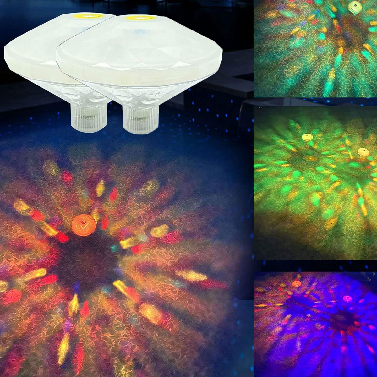 Floating RGB Underwater LED Disco Light Submersible Swimming Pool Spa Lamp with Color Changing Glow