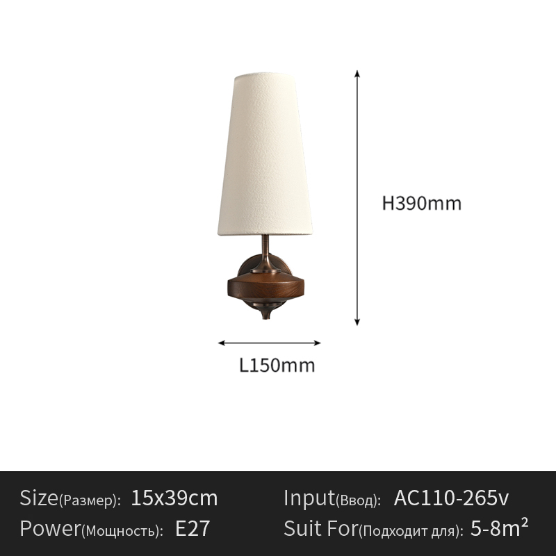 Menvix Solid Wood Wall Lamp French Vintage Bedside Wall Sconce for Bedroom Living Room
