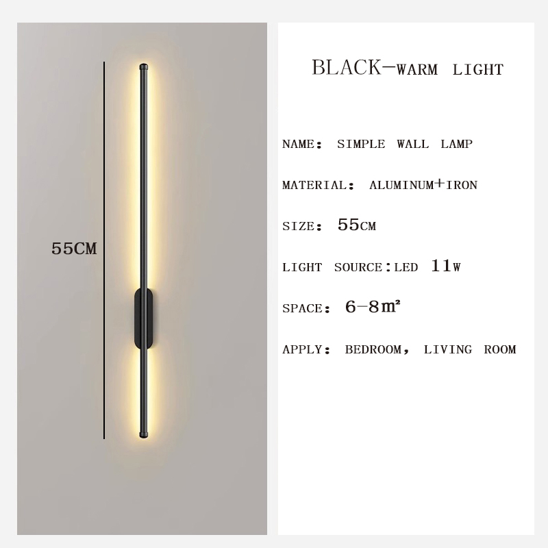 Modern LED Wall Lamp Black Gold Minimalist Wall Light for Bedroom Living Room Hallway