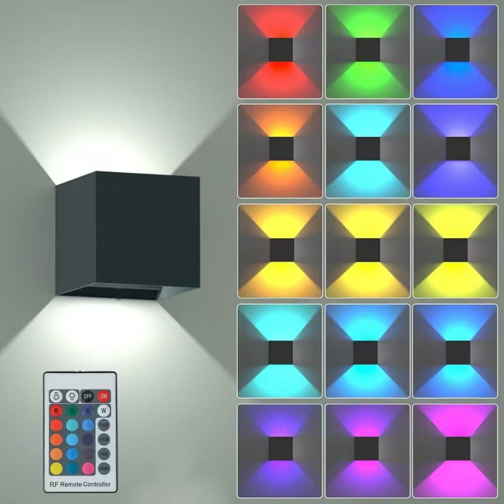 RGB LED Wall Light with Remote Modern Up Down Wall Sconce 3W Color Changing Indoor Accent Lamp
