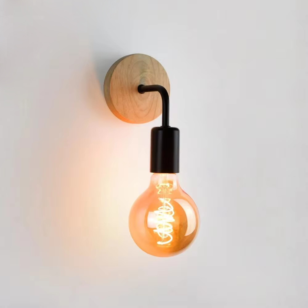 Wood Wall Lamp Vintage Wall Sconce Industrial Bedside Light Fixture