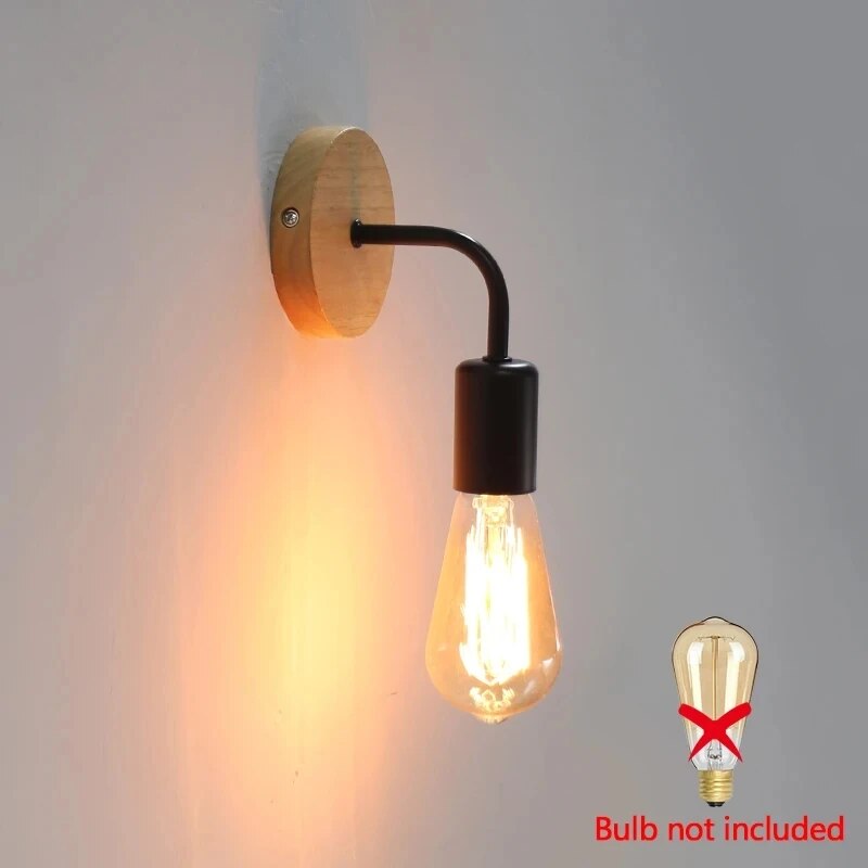 Vintage Wood Wall Lamp Retro Sconce for Bedroom Dining Decor