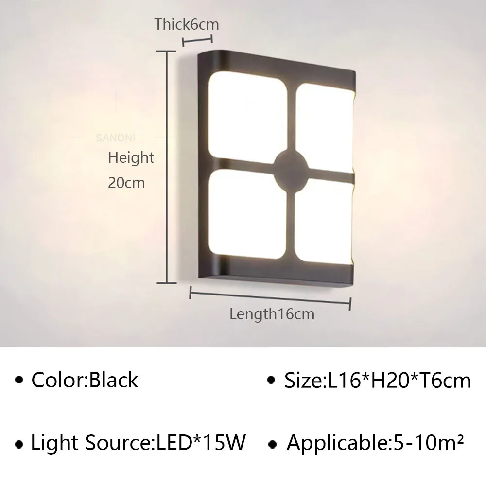 Modern Outdoor LED Wall Lamp Waterproof Garden Wall Light for Balcony Entryway