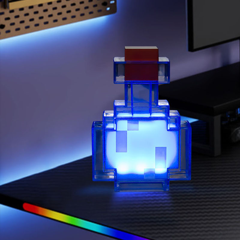 Minecraft Style Medicine Bottle LED Night Light Rechargeable Creative Bedside Lamp for Kids Room