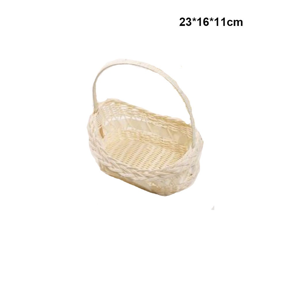 Handmade Woven Flower Basket with Handle Natural Rattan Style Storage Organizer