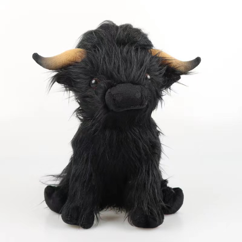 Highland Cow Plush Toy Realistic Fluffy Stuffed Animal Gift for Kids