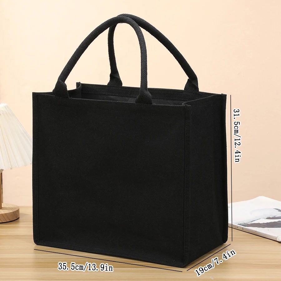 Large Capacity Black Canvas Tote Bag for Men and Women Everyday Carry