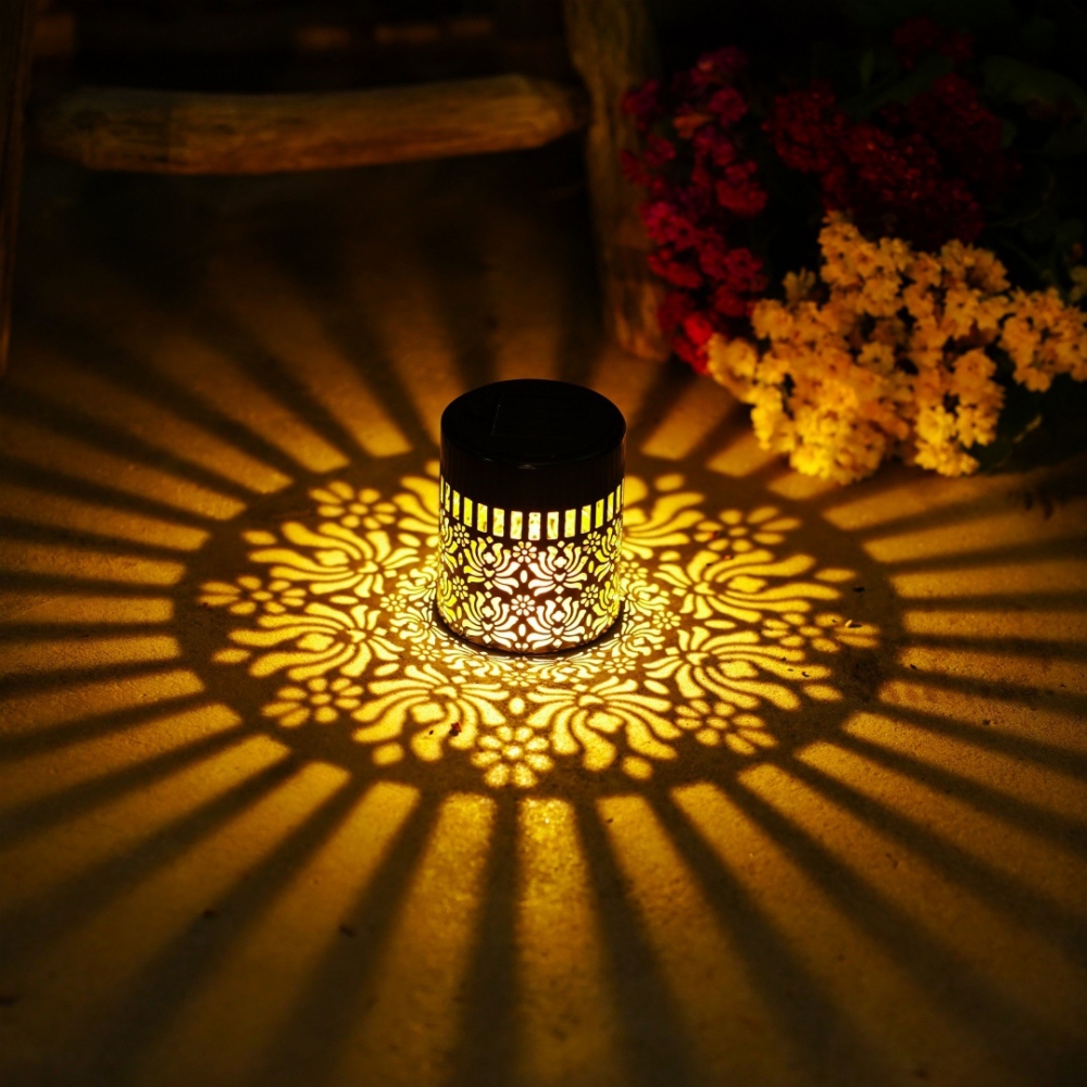 Peony Pattern Solar Outdoor Wall Lights Metal Garden Fence Decor