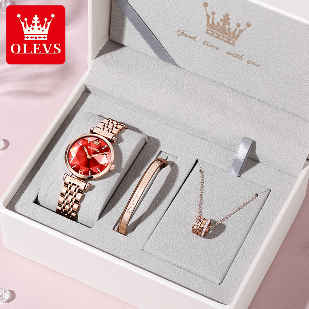 Rose Gold Womens Quartz Watch with Diamond Glass and Stainless Steel Strap