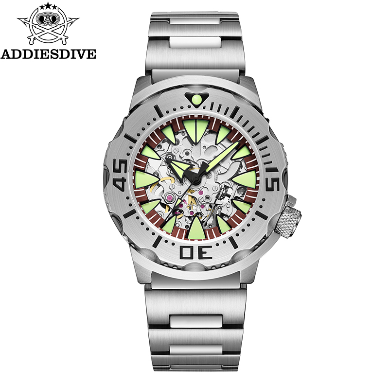 Luxury Mens Skeleton Mechanical Watch Sapphire Crystal Stainless Steel