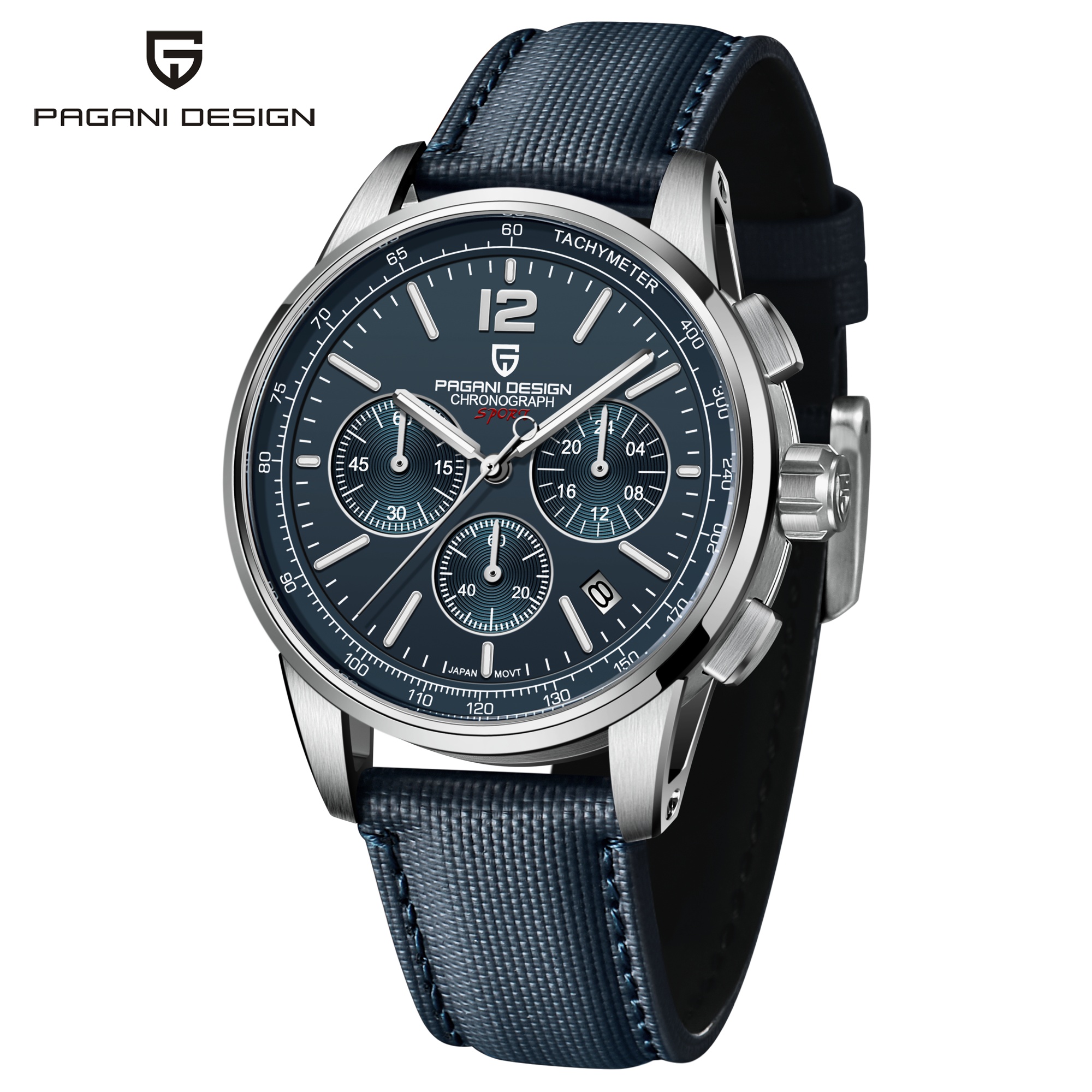 Luxury Men Quartz Watch Chronograph Stainless Steel Sapphire Glass Waterproof Watch