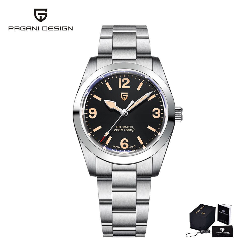 Men Automatic Mechanical Watch Sapphire Crystal Stainless Steel Waterproof Luxury Timepiece