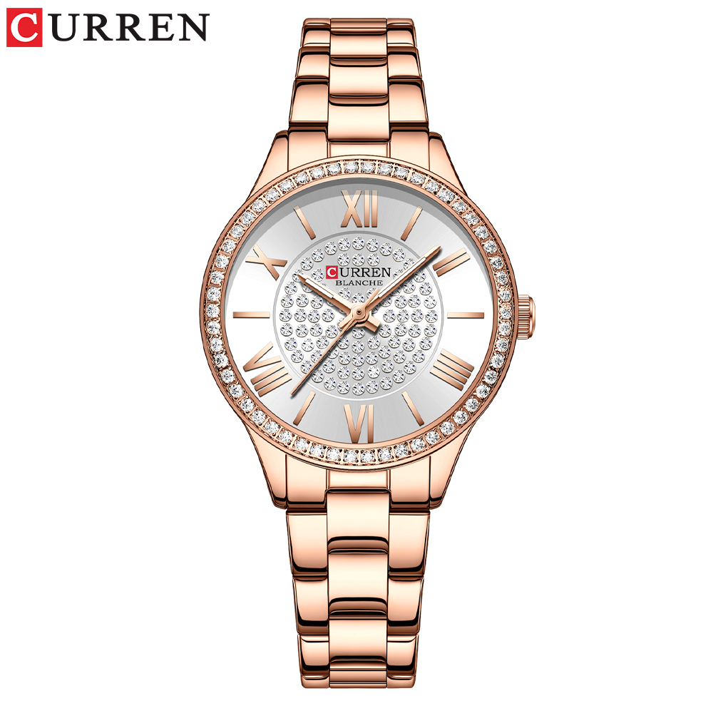 Rose Gold Watch for Women Luxury Stainless Steel Quartz Ladies Wristwatch