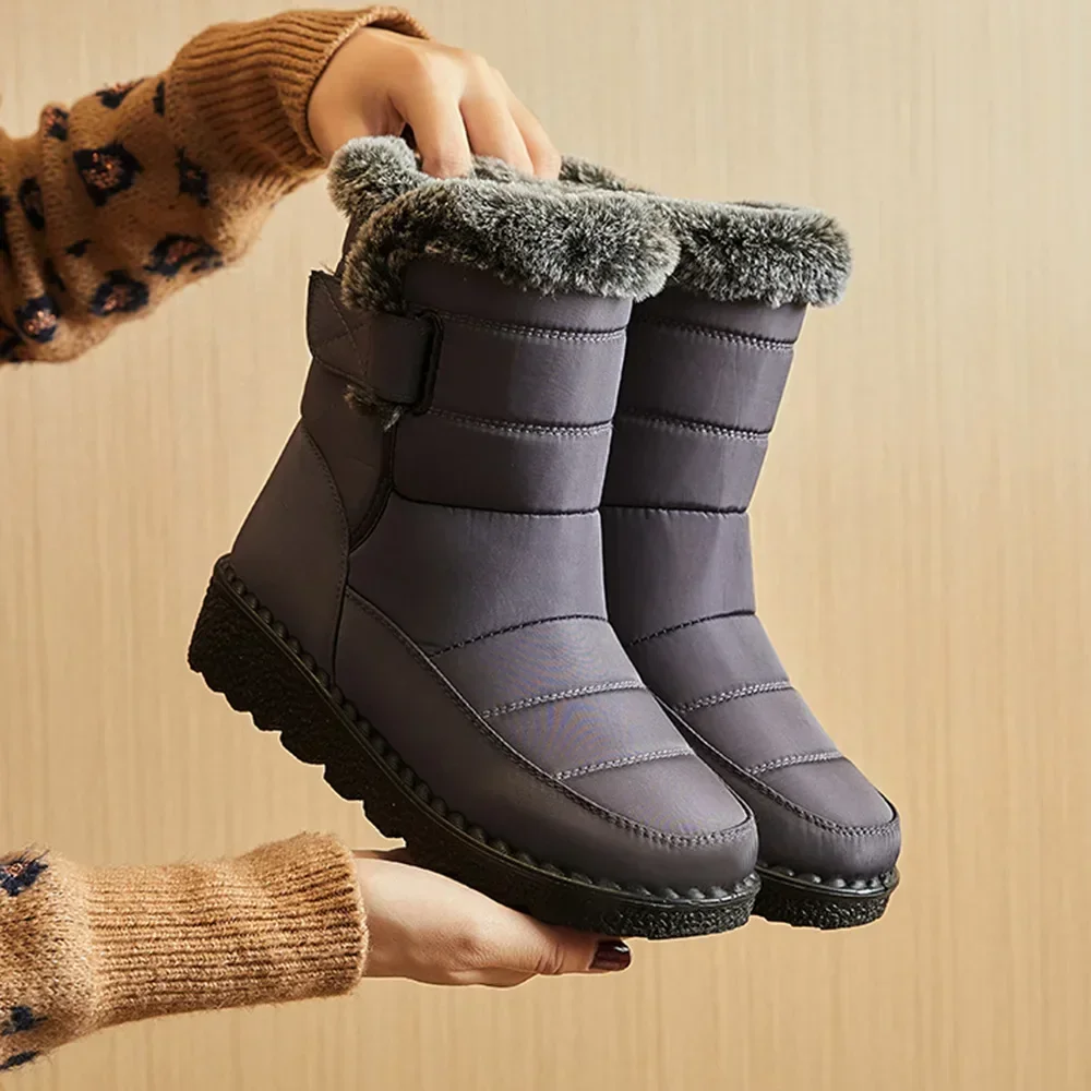 Warm Waterproof Winter Boots for Women Faux Fur Platform Snow Boots