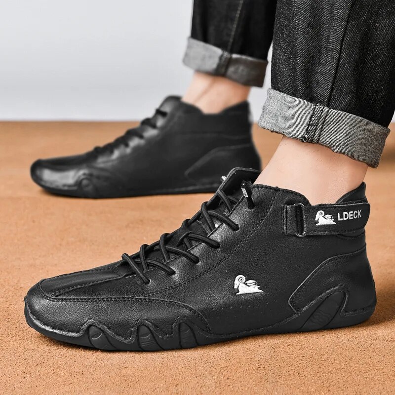 Mens Waterproof Motorcycle Boots High Top Winter Sneakers for Comfortable Casual Wear