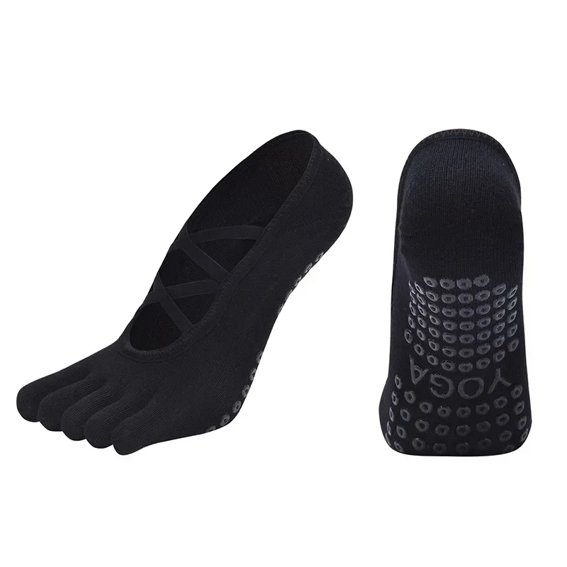 Women Five Toe Yoga Socks with Non Slip Silicone Grip for Pilates Ballet Barre and Dance