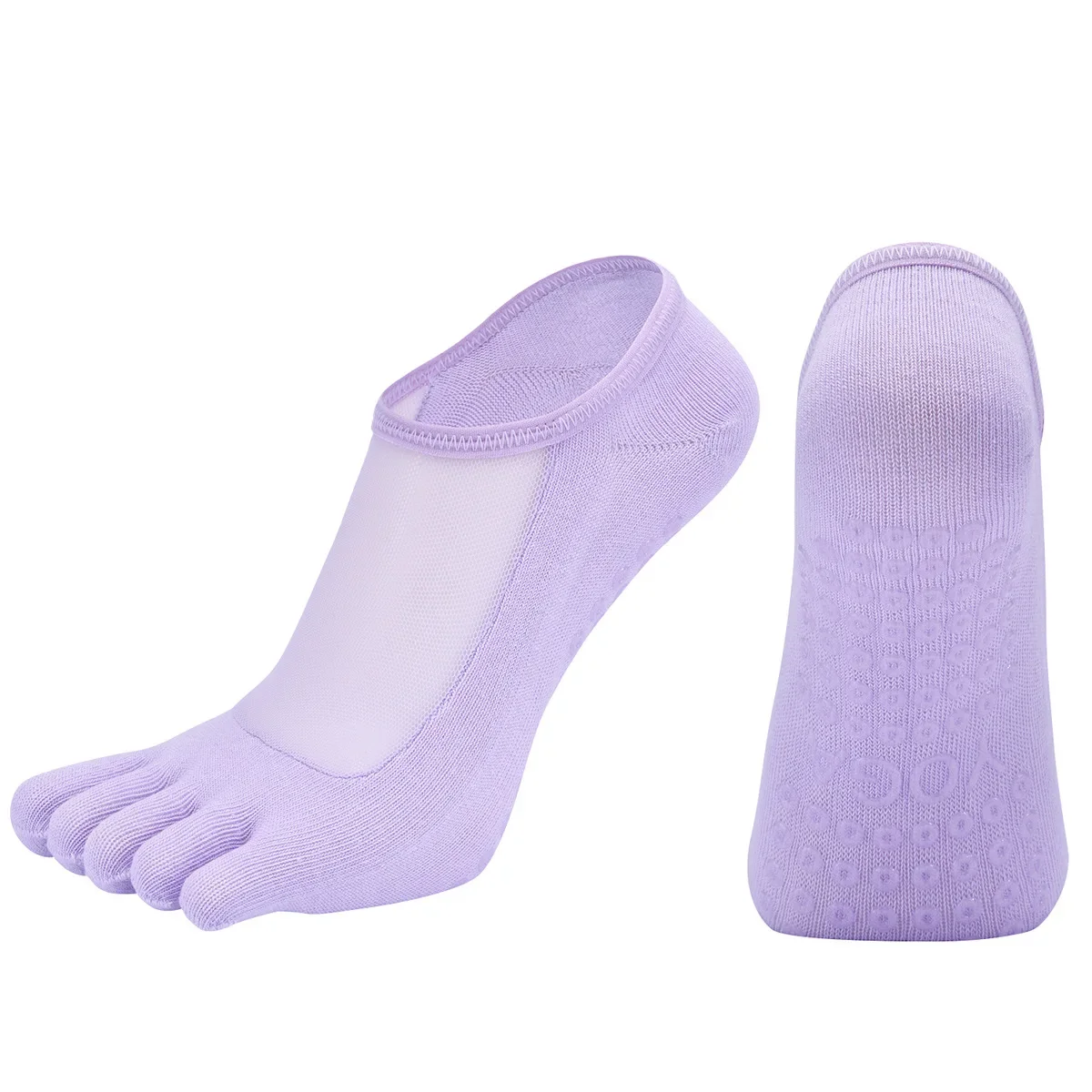 Five Toe Pilates Grip Socks Breathable Non Slip Yoga Socks for Dance Barre and Indoor Fitness