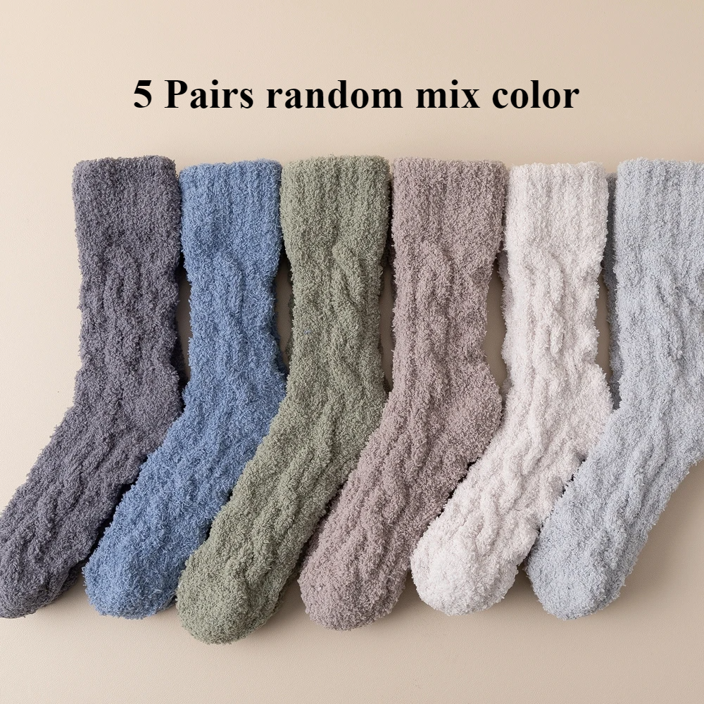 Mens Thermal Winter Socks Thick Coral Fleece Cozy Fluffy Sleeping Socks