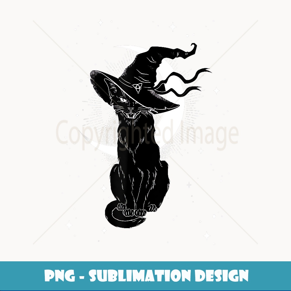Vintage Scary Halloween Black Cat Costume Witch Hat And Moon | Inspire ...