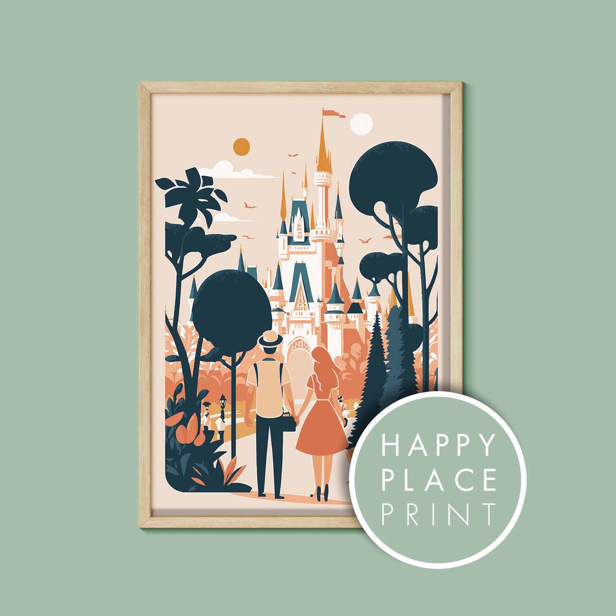 Couple Castle Vintage Poster, Disney Print,Walt Disney World | Inspire ...