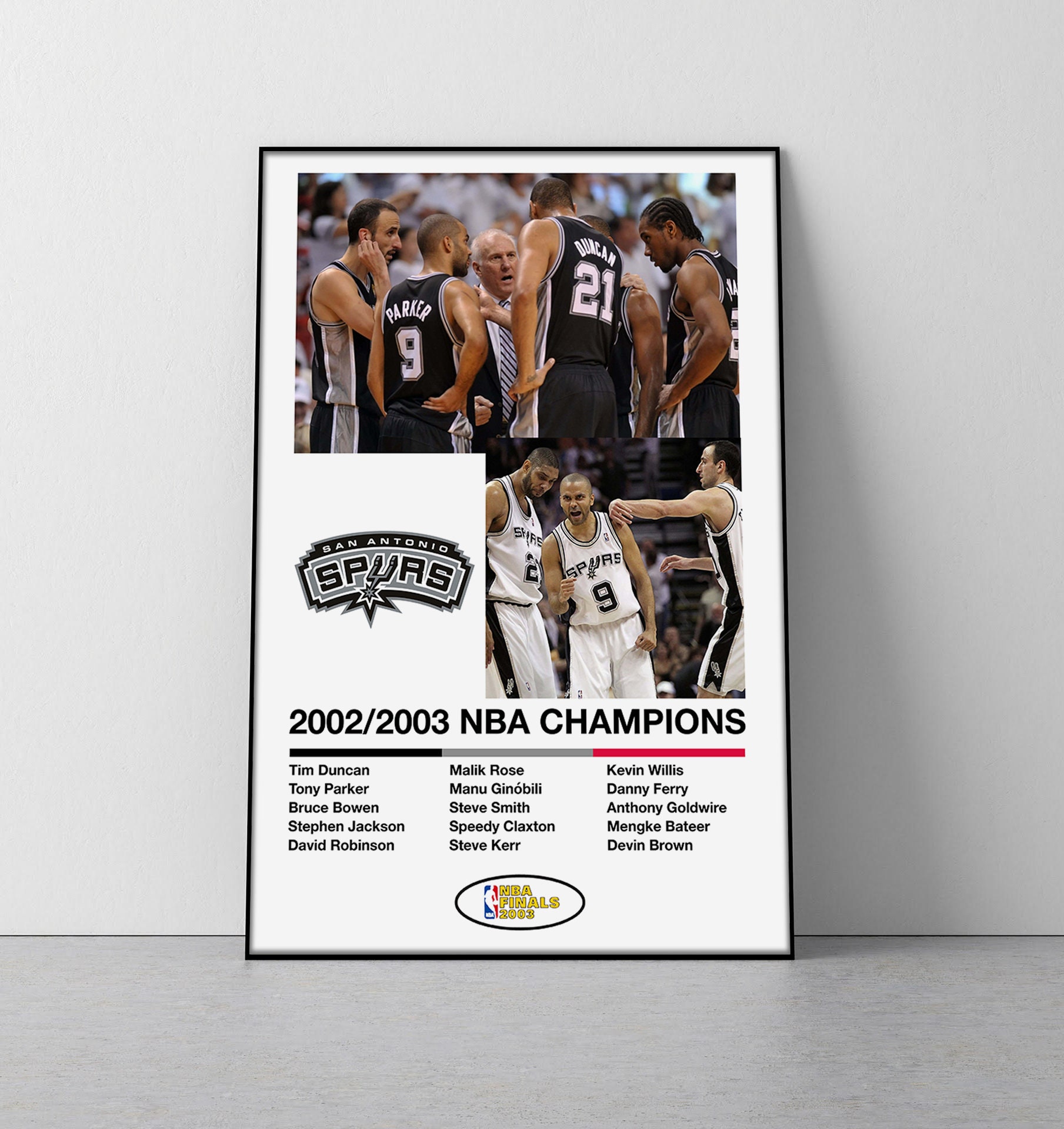 San Antonio Spurs 2003 NBA Champions poster san antonio spu | Inspire ...