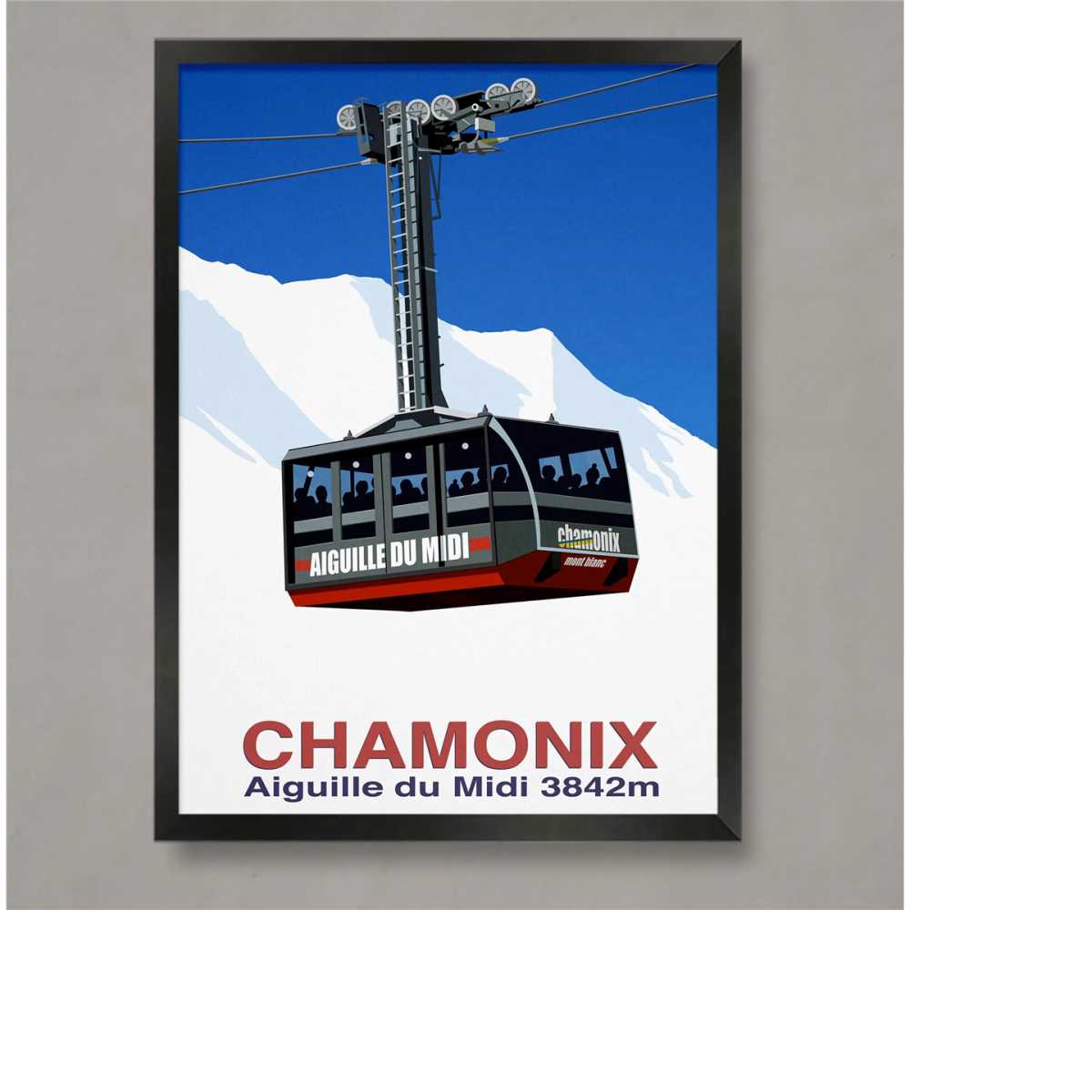 Chamonix Aiguille du Midi Cable Car Poster, Ski Resort Poste Inspire Uplift