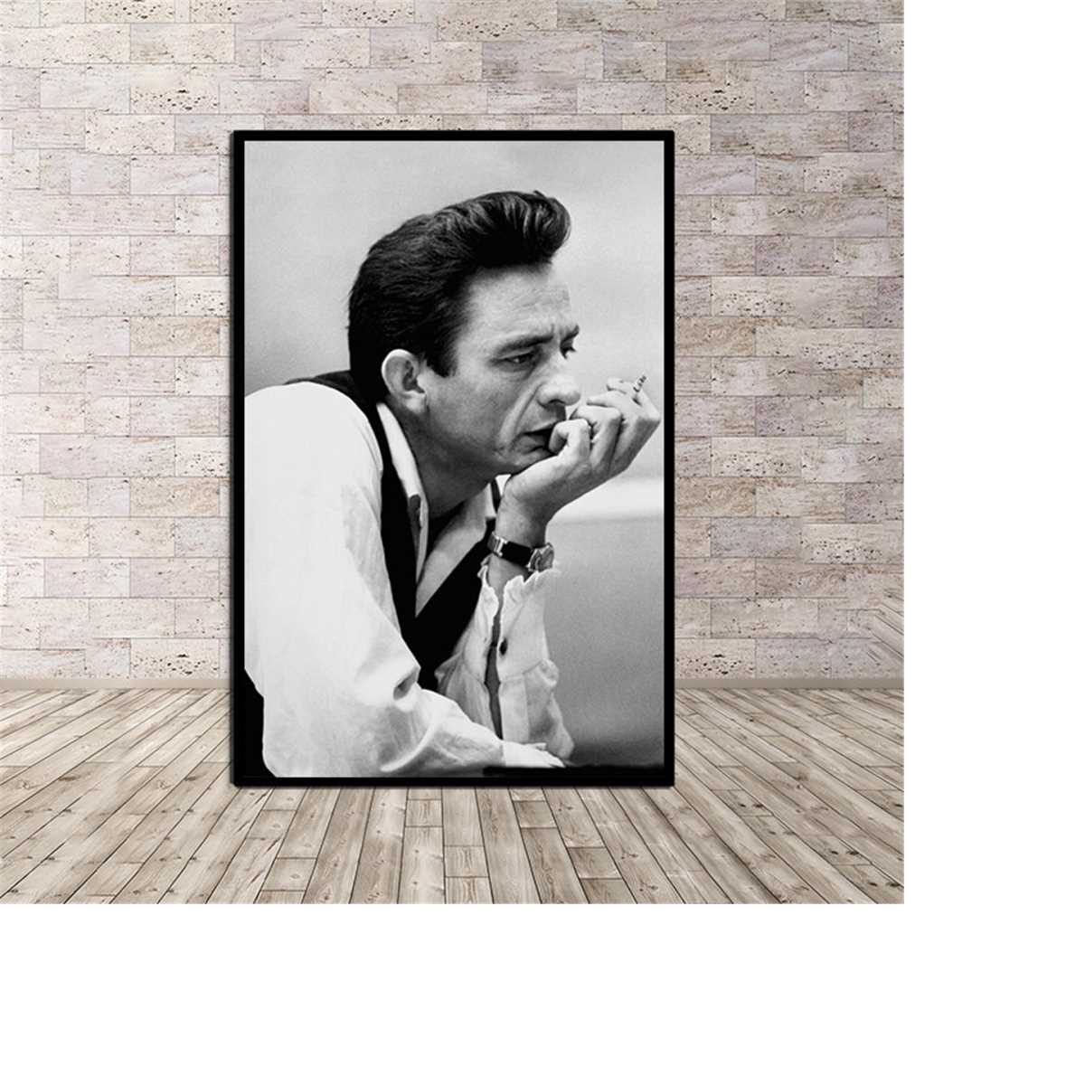 Johnny Cash Poster, Black and White Photography, Canvas - Inspire Uplift