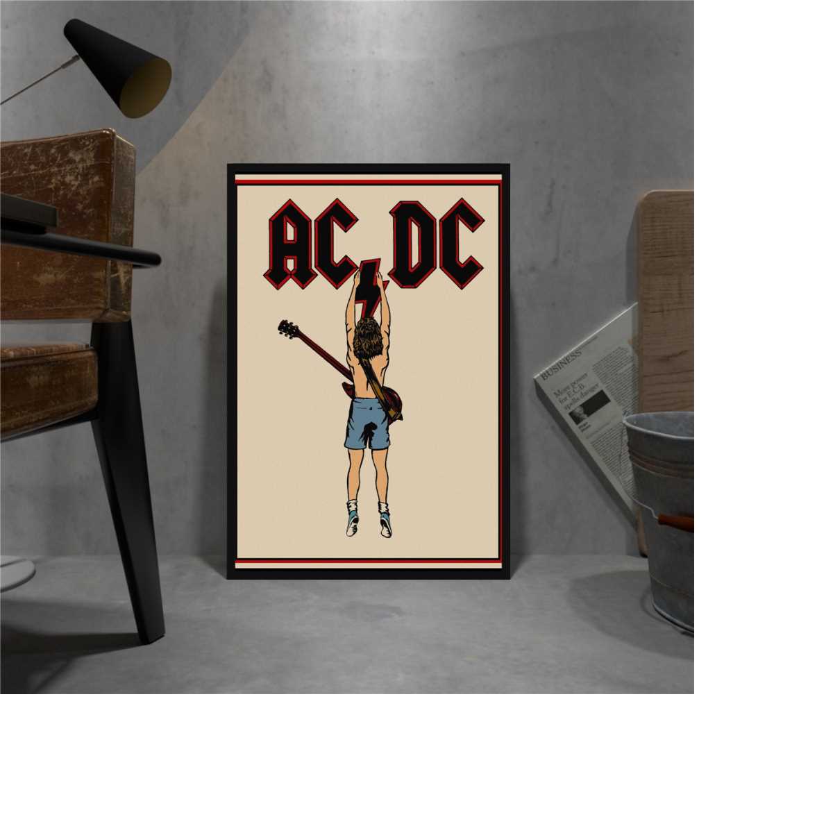 AC/DC Retro Poster, Kraft Paper Print, Movie Wall - Inspire Uplift