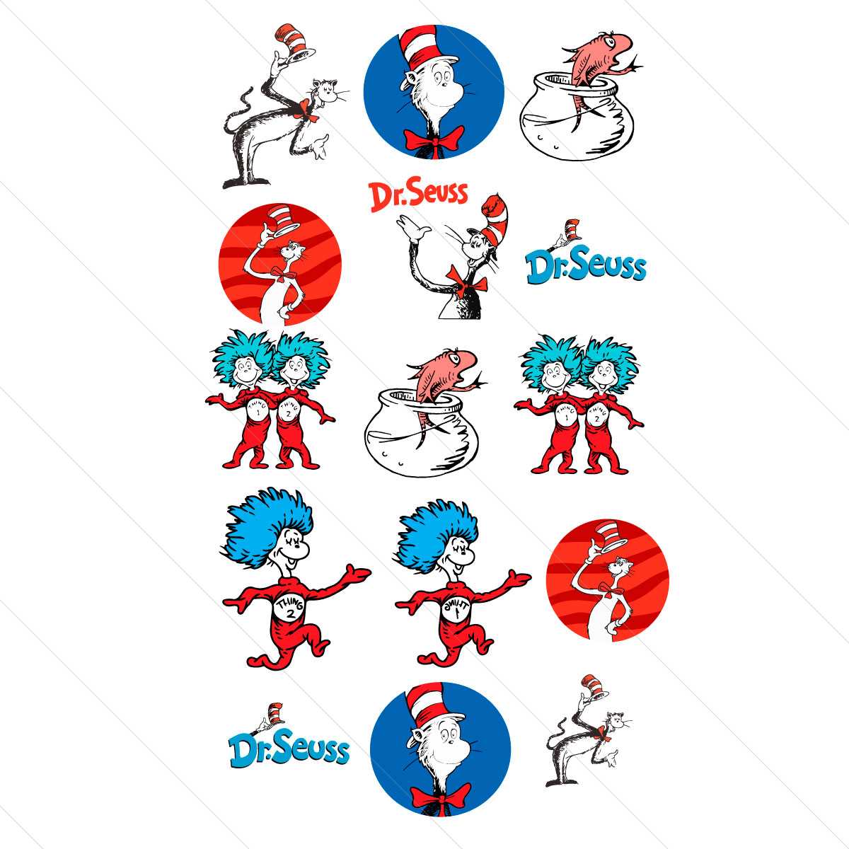 Dr Seuss Bundle Cat In Hat SVG Best Cutting Digital Files | Inspire Uplift