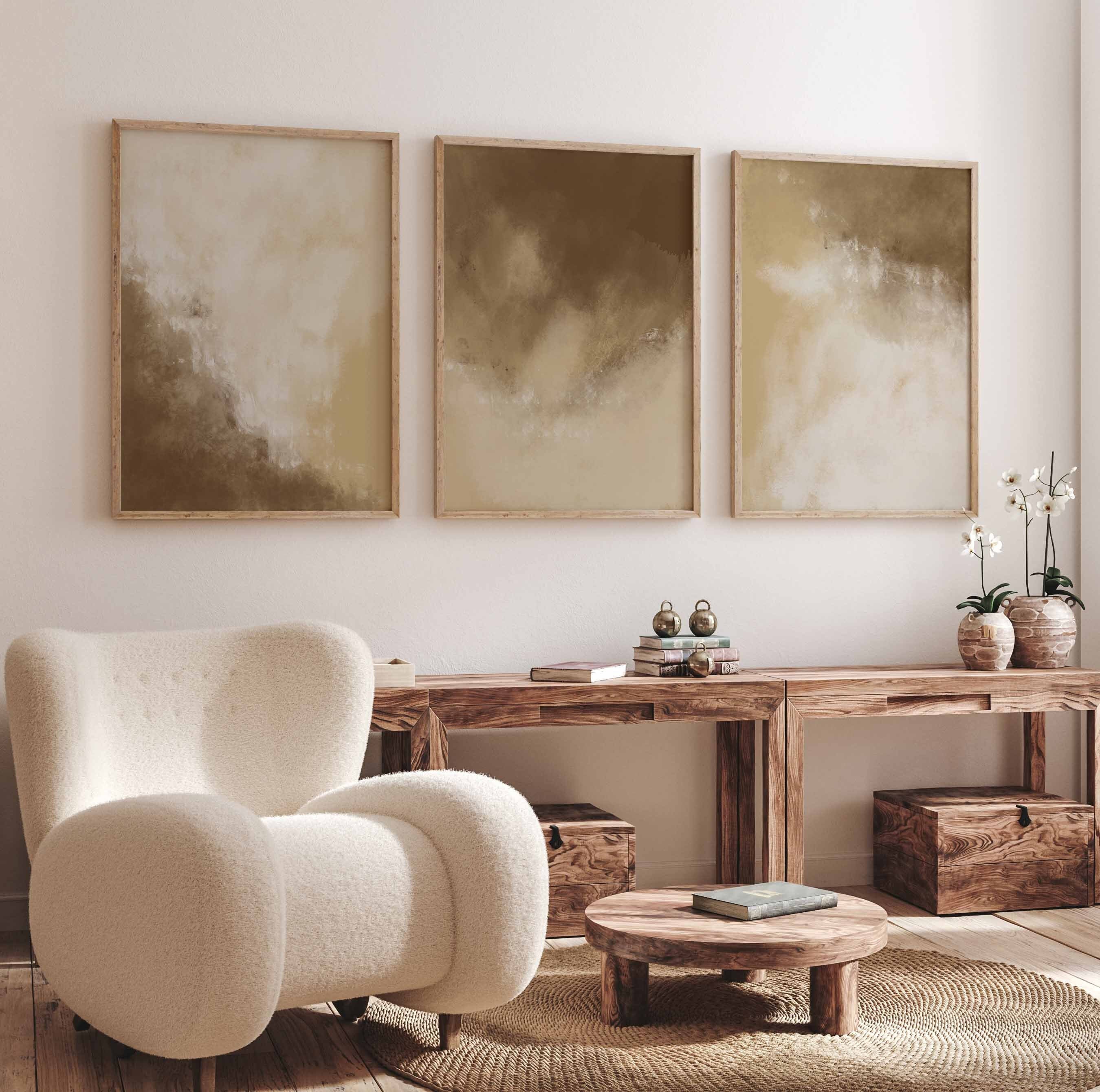 Minimalist Abstract Gallery Wall Art Set of 3 Beige Nordic P | Inspire ...