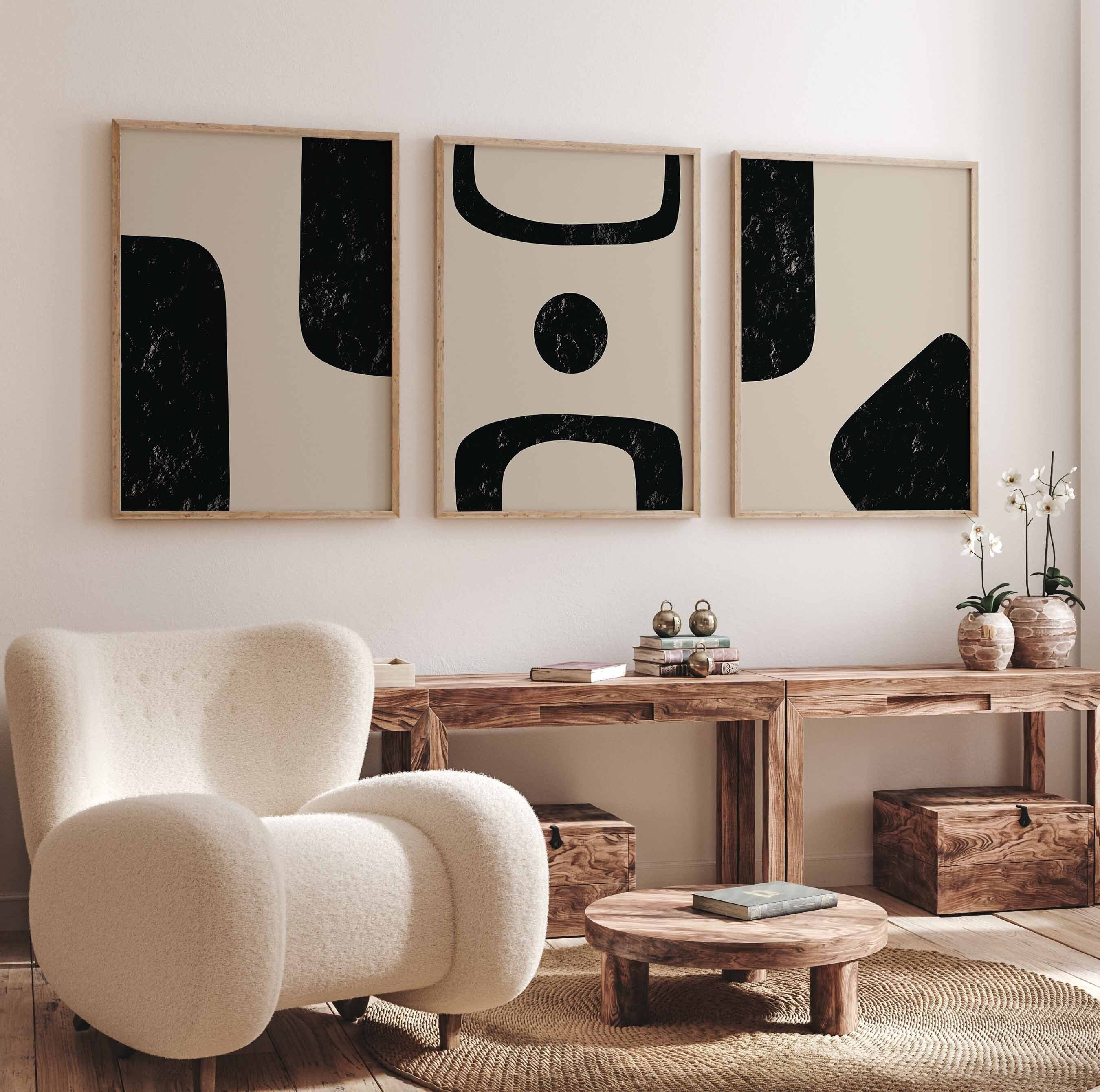 Printable Mid Century Modern Abstract Black Beige Wall Art S | Inspire ...