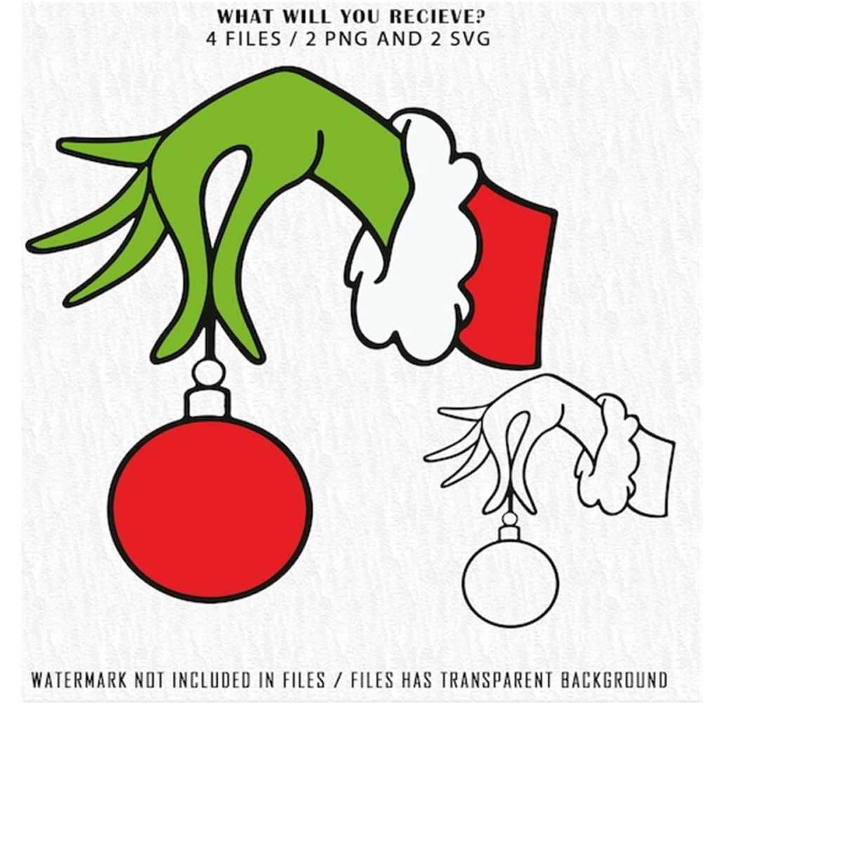 Grinch Hand holding ornament Svg Layered Item, Clipart, Cric - Inspire ...