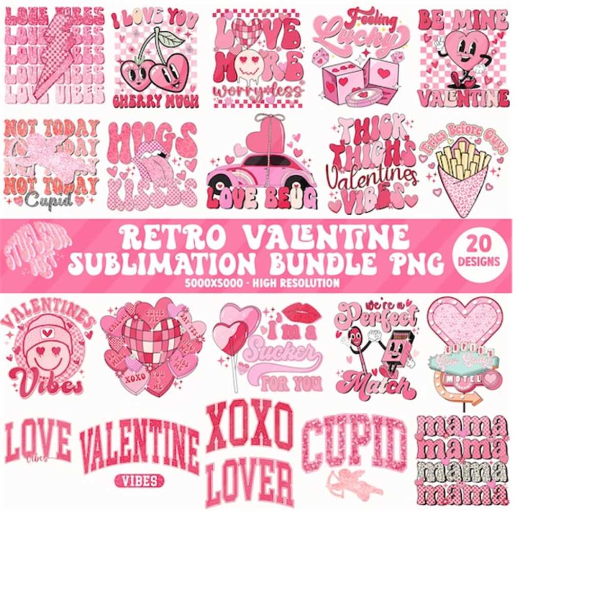 Valentine png bundle, Valentines day Bundle, Retro Valentine | Inspire ...