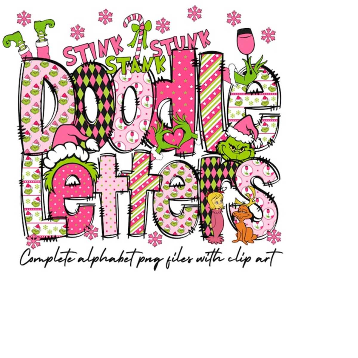 Christmas Grinch&39s Clip Art Doodle Letters & Numbers, Upp Inspire
